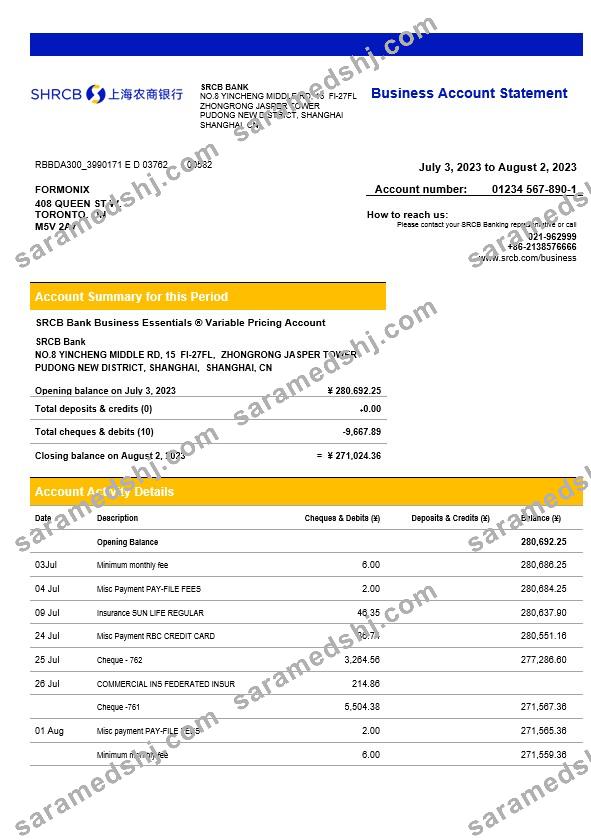 Shanghai Rural Commercial Bank enterprise statement Word and PDF template